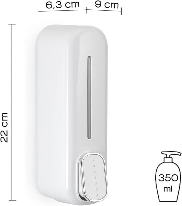 Vægmonteret sæbe- og desinfektionsmiddeldispenser 350 ml Hvid - Badeværelsestilbehør