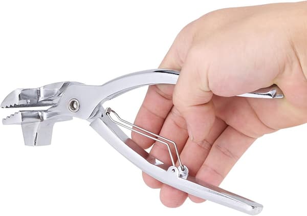 Duksträckare, spänner dukväv läder, silver