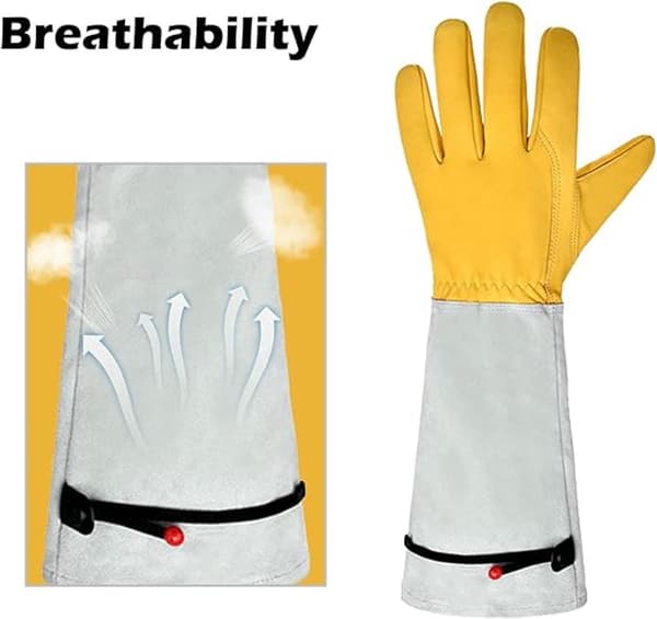 par - Prikresistente rosebeskæringshandsker - Prikresistente havehandsker - Med justerbare manchetter - Grå - 42 cm