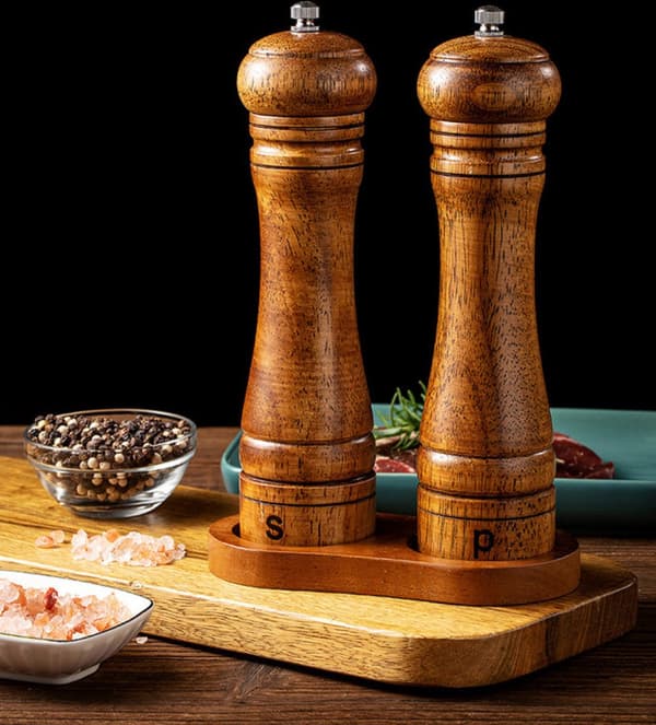 Salt- och pepparkvarn set - Salt- och pepparkrydda - 22cm 2-delars set - Trä