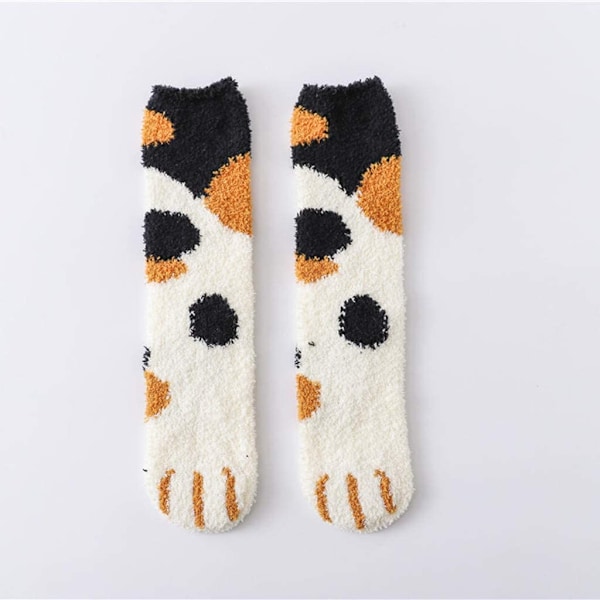 Fluffy katt-sokker med kattepote-design, 6 par