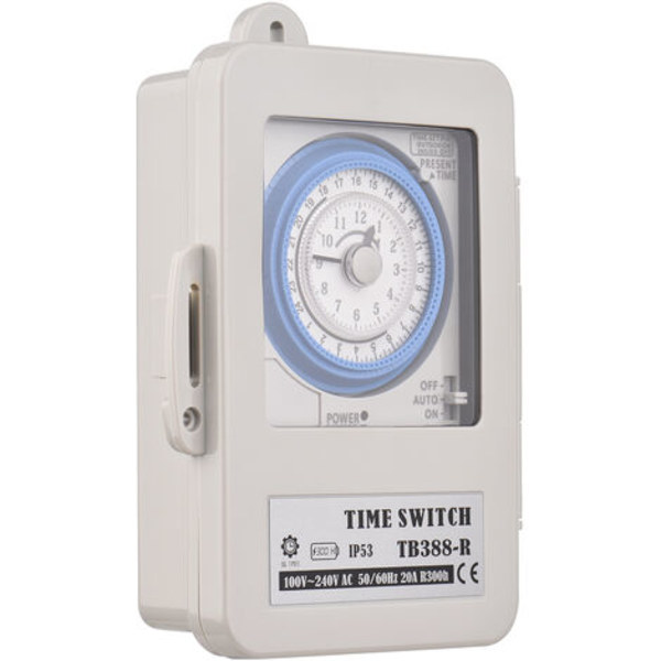 24 tunnin mekaaninen ajastin 15 minuutin ajastin Timer IP53 Suojausluokka akun kanssa TB388R AC100-240V Harmaa