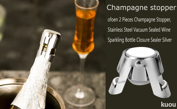 Vakuum Champagneflaskestopper Sett (2 stk) - Rustfritt Stål - Ideell for forsegling av vinflasker