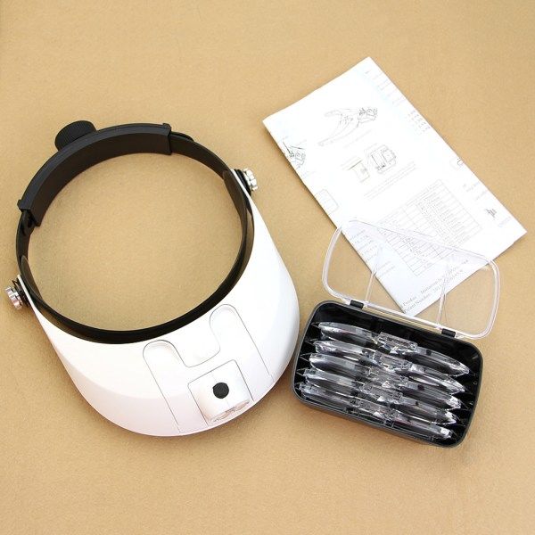LED-lampa Huvudband Headset för Juvelerare - Förstoringsglas med Ljus - Handsfree för Precisionsarbete