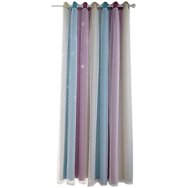 Stjärngardiner Barnrum Mörkläggningsgardiner Med Voile Barngardiner Dubbla Hål Stjärngardiner För Barn Dubbla Lager Gardiner 134*160cm