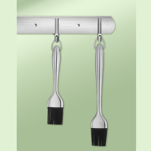 Olje pensel i rustfritt stål med silikontupp, for matlaging, baking og grilling, svart.