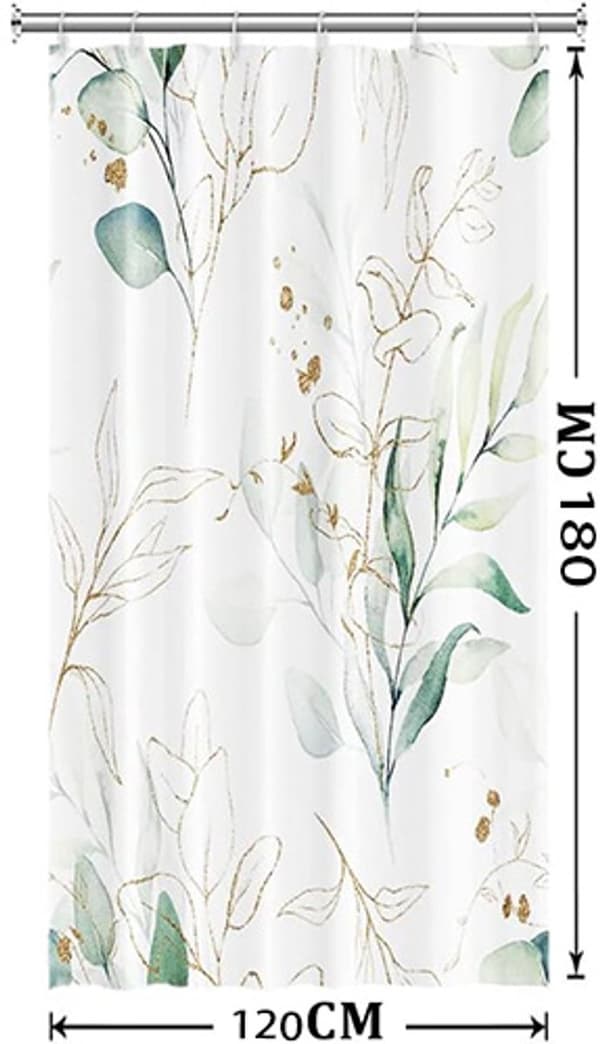 Duschdraperi Anti-Mögel, 120*180cm Vattentätt Polyester Duschdraperi, Eucalyptus Duschdraperi, Med Ringar, Badrumsavdelare, Sovrum