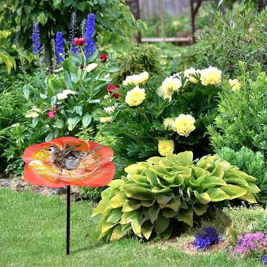 Fuglebad - havefoder - blomstermønster (lilla-blå)