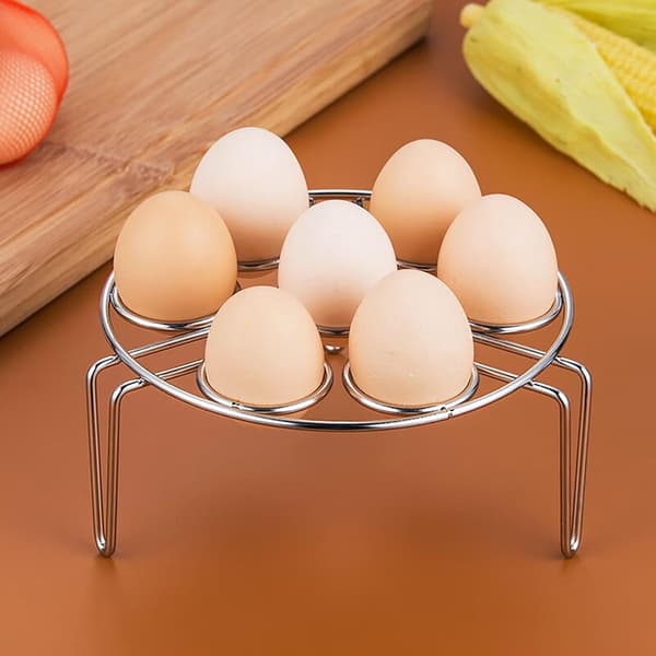 Dampstativ for egg i rustfritt stål (2-delt sett), multifunksjonelt dampstativ for trykkokere og kjeler, sølv.