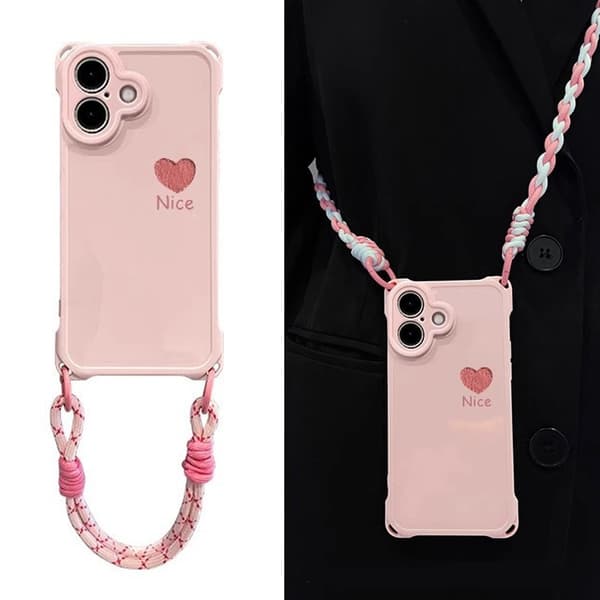 ING iPhone 16 Pro Max mobilskal med snodd, rosa