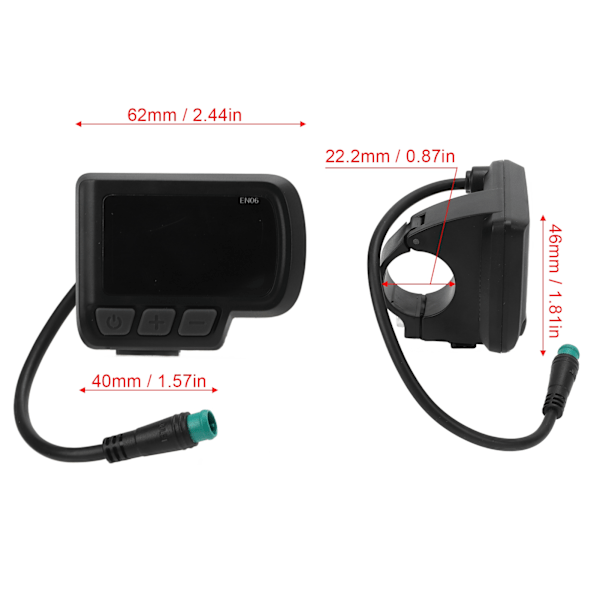 Sähköpyörän EN06 LCD-näyttömittari USB-liitännällä, nopeusnäyttö sähköpyörälle, maastopyörälle, skootterille, vedenpitävä liitäntä