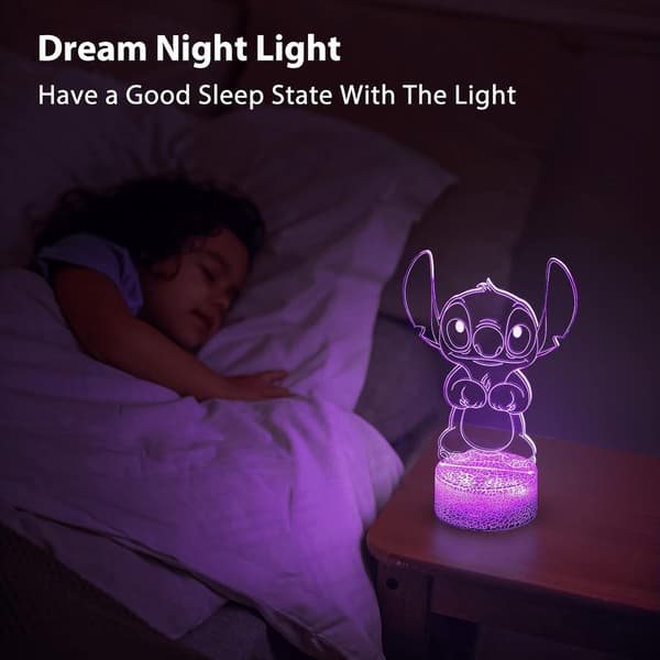 Stitch Lamper - 3D LED Stitch Lamper, 16 Farver, Perfekt til Børneværelser og Fester