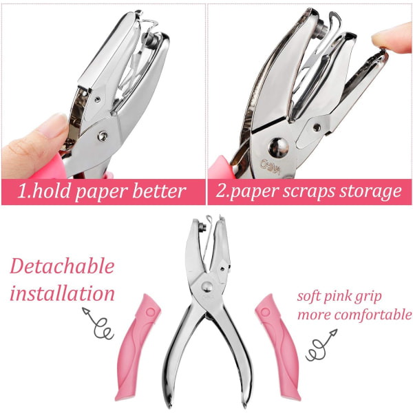 Punches Soft Grip Käsikäyttöinen Reikäleikkaaja 0,25\" Ympyrä 0,2\" Tähti 0,22\" Sydänmuotoiset Reikät Vaatteille Scrapbooking-työkalut