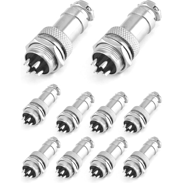 10 stk. 4-polet GX16 Aviation Connector Stik, AC 200V 5A 16mm Gevind Han/Hun Aviation Stik Adapter