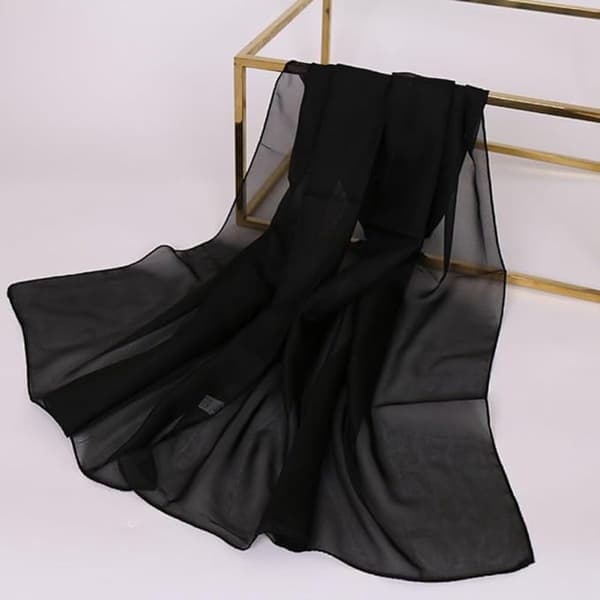 Chiffon aftensjaler, 2-delt sæt, 200×70cm, sort/hvid