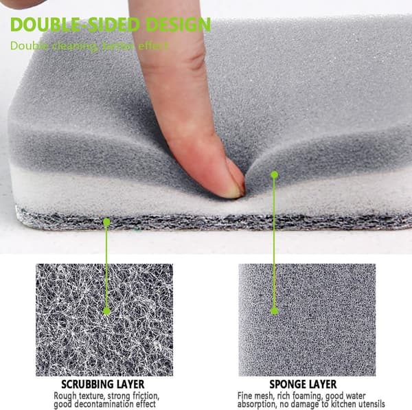 5-pack - Disktrasor för köket - Disktrasor/skrubbsvampar - Dubbelsidig rengöringssvamp - Grå