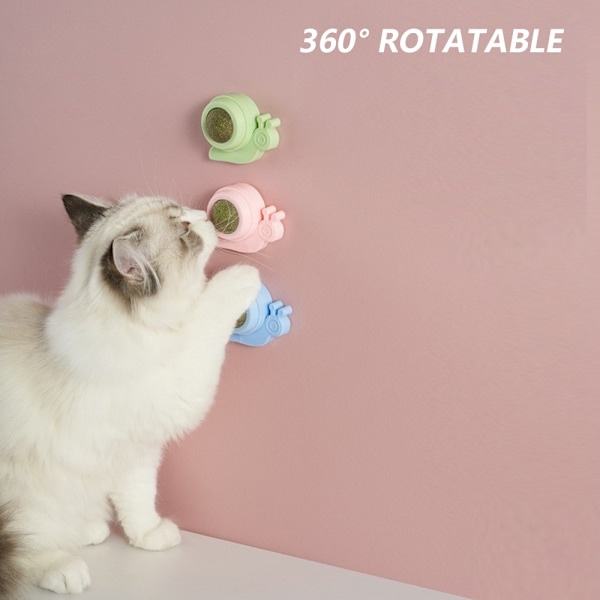 3 st kattmynta väggleksaker, 360° roterande katt slickar bollar, hälsosam kattmynta väggboll, katt tuggleksak, tandborstning katt bett leksak...