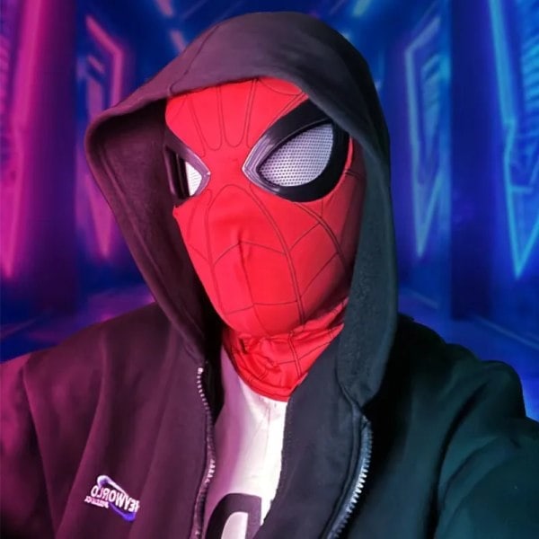 Hjemmehodeplagg Cosplay Bevegelige Øyne Maske Spider Man 1:1 Fjernkontroll Elastisk Maske