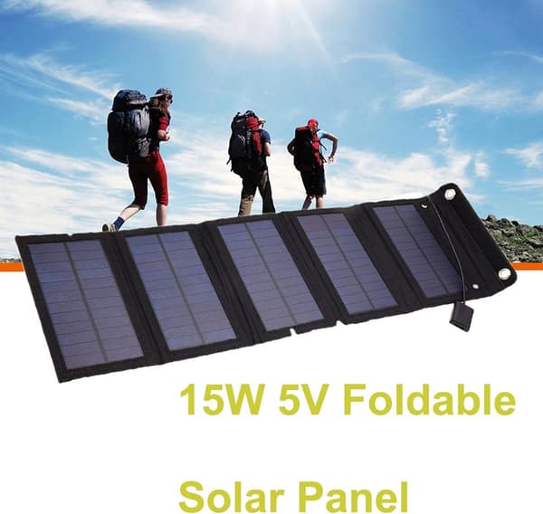 Solcellepanel, 5 paneler, Sammenleggbare solcellepaneler, Solceller, Lading av batteri, Solcellepanel powerbank, 15W 5V USB solcellepanel, Solcellepaneler med plugg