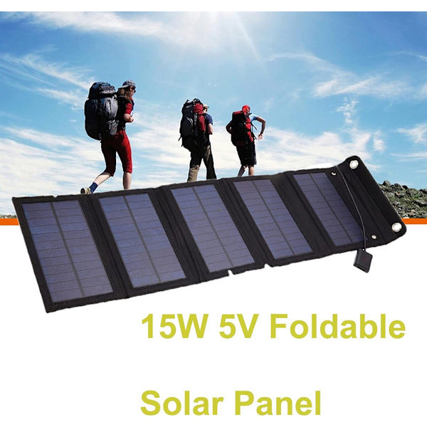 Solpanel - 5 paneler - Solpaneler är vikbara - Solceller Uppladdningsbart batteri - solpanel powerbank - 15W 5V USB solpanel - solpaneler med