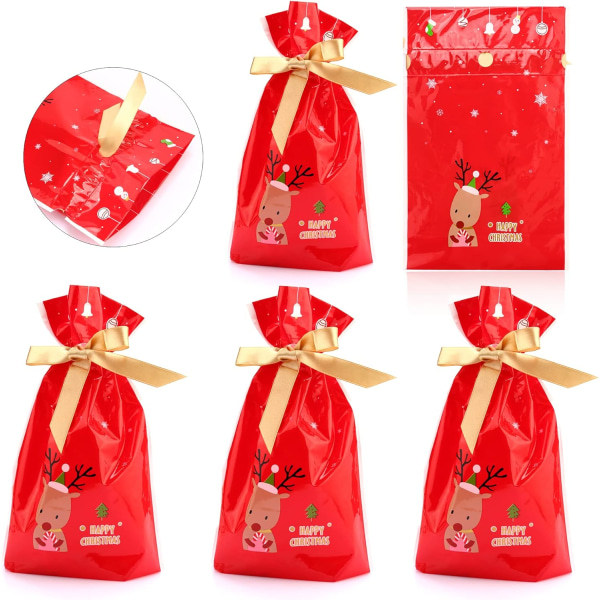 Christmas Drawstring Bags Gift Bag for Candy, Cookies, Small Gift Christmas Wedding Birthday Party Favor Boxes or Gift Box, 50 pcs Elik