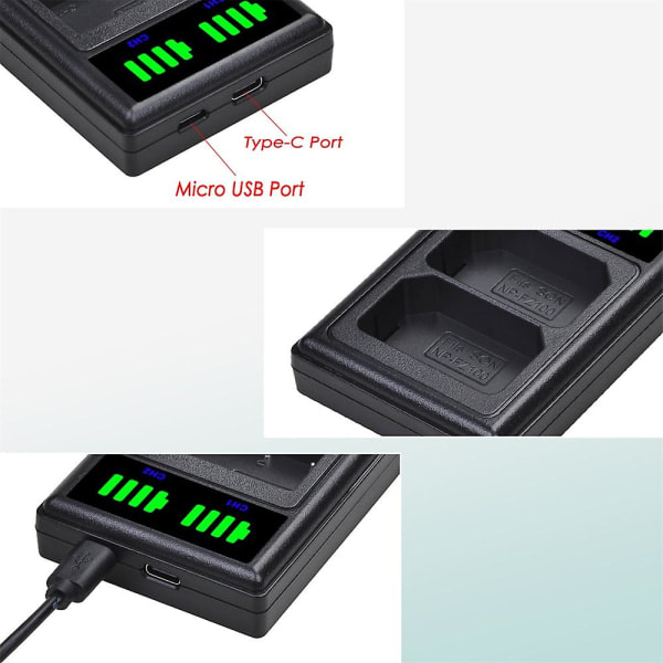 lp-e6 lader kamera LED vertikal dobbel lading E10 W126 E12 E17 2L EL14 FW50