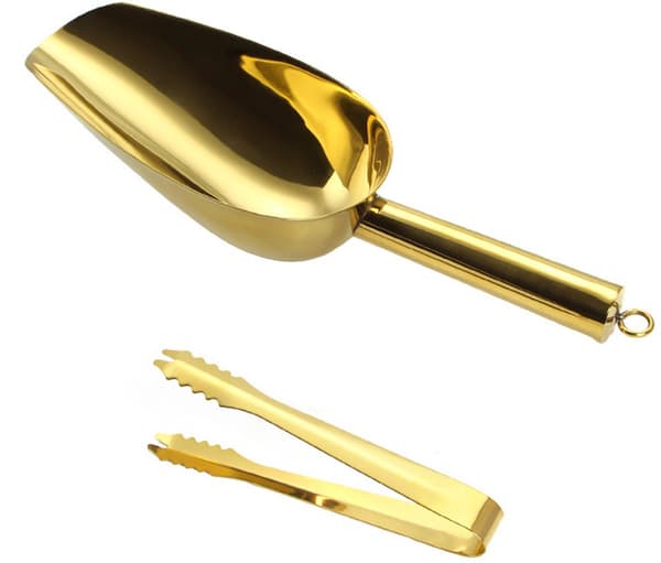 Multifunktionell isklämma i rostfritt stål, 2-delat set, diskmaskinssäker, guld.