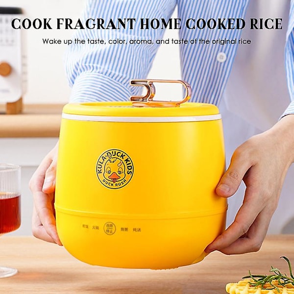 Mini riskoker 1,8L multifunksjonell non-stick riskoker egnet for 1-2 personer med Maifan gul