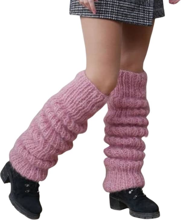 Lyserøde benvarmere - 60 cm - Varme - Grovstrikket - One size - Polyester