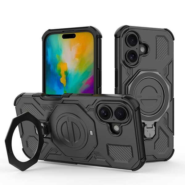 iPhone 16 Pro Max Telefoncover med 360° stativ, sort