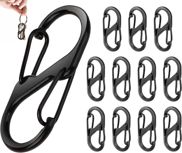 ING 12-pack Dubbel Öppning Karbinhake Nyckelring - S-formad Karbinhake - Nyckelring - Mini Karbinhake