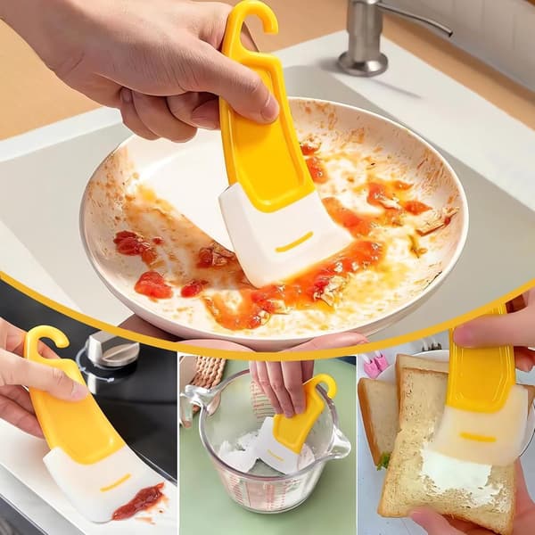 Silikonspatel och spatel 4-delat set, hängande bakning och matlagning, gul.