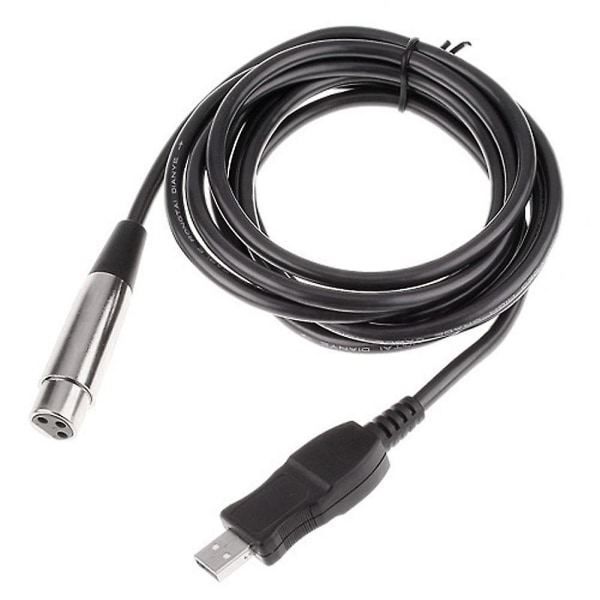 3m USB han til XLR hun mikrofon USB mikrofonforbindelseskabel Ny [DB] sort