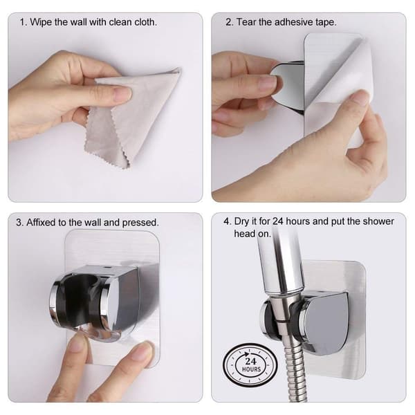 Dusjhodeholder - Dusjhodeholder i plast - Justerbar holder - Veggfeste for bad med - Dusjhodeholder