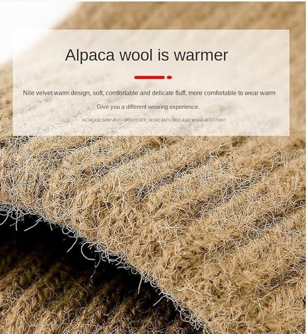 ING Touchscreen Vinterhandsker til Mænd i Alpacauld, Termisk Varme Skridsikre Lange Fingre til Efterår og Vinter, Ensfarvet Sort