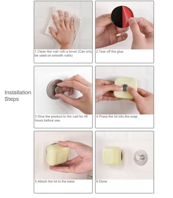 Magnetisk sæbeholder til badeværelset, Sæbeholder, Sølv badeværelseshylde, Ingen boring påkrævet, Rustfrit stål, Sølv