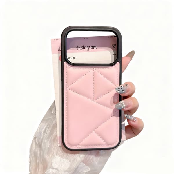 Lämplig för iPhone 17 mobilskal, anti-fall triangel läderfodral