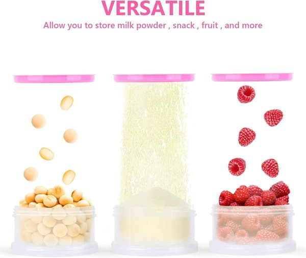 2-pak Formeldispenser 5-lags Formeldispenser Formelholder og Stabelbar til Udendørs og Natlig Amning (Pink)