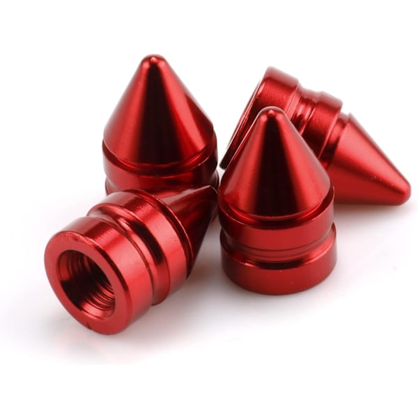 Car Tire Valve Caps, 4pcs Universal Aluminum Alloy Dust Covers for Cars, Trucks, SUVs, Motorcycles, Weather-Resistant (Red)