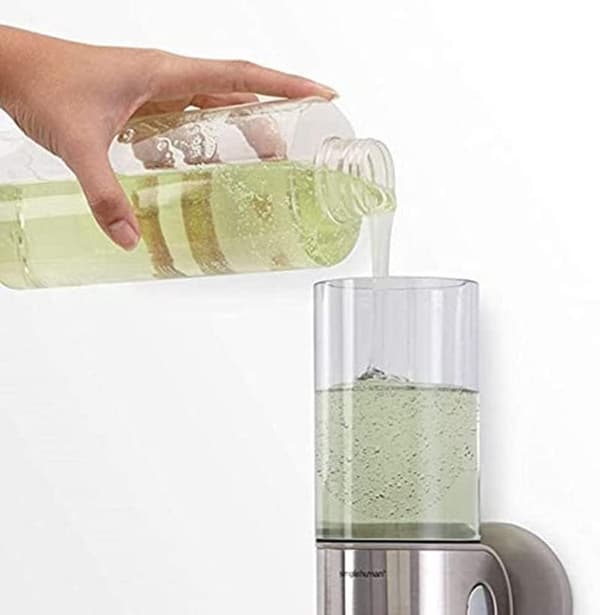 Veggbrakett for dusjsåpe/såpedispenser uten boring 1000 ml (sølv), baderomssjampodispenser