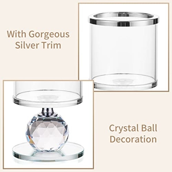 Krystall søyle lysestake, 2 klare glass lysestaker, moderne