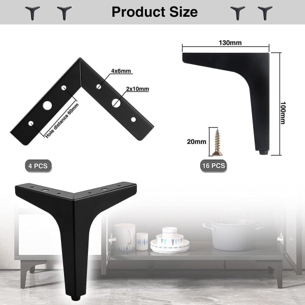 4 st 10 cm Möbelsoffben Moderna Triangelformade Möbelfötter DIY Ersättning