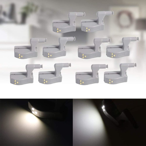 2 stk LED hengsellamper, universelle skap- og skuffelamper for moderne møbler