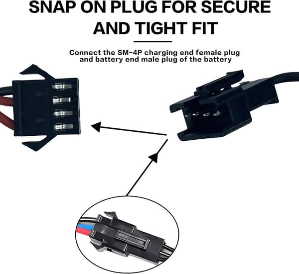 7,4V fjernkontroll batteriladekabel, SM-4PIN plugg