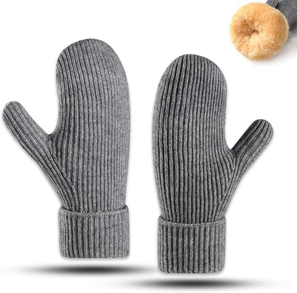 ING Vinterhandskar i ull för kvinnor och män, elastiska och extra varma vantar med pälsfoder för snö och kallt väder, perfekt present