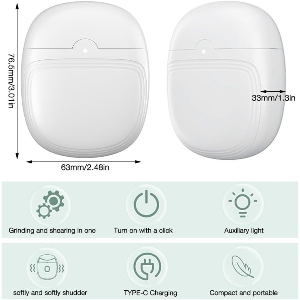 Elektrisk Nagelklippare, Professionell Elektrisk Nagelfil, Sladdlös Automatisk Nageltrimmer med LED-Ljus