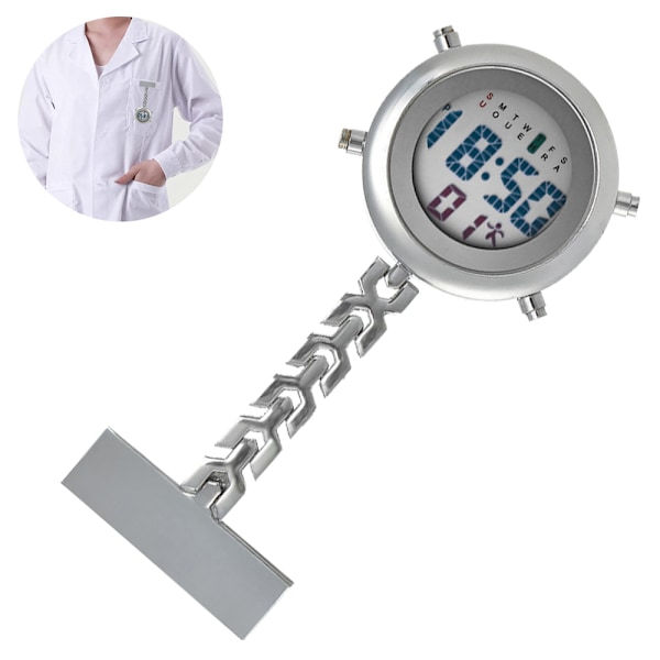 Sygeplejerske Ur Brosche Lommeur Pendul Medicinsk Doktor Lommeur Multifunktionel Metal Elektronisk Digital Display Bryst Ur Alarm Ti...