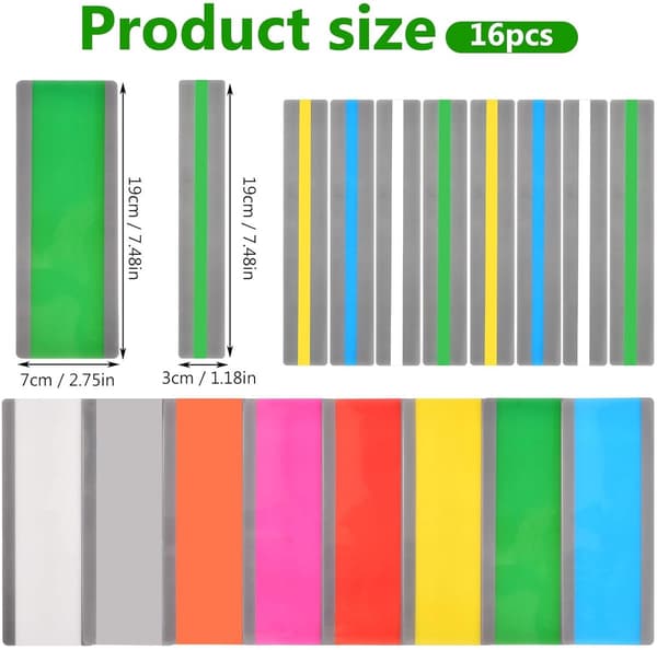 16-pack Läslinjal med läslinjer - Lässtöd - 7cm och 3.2cm