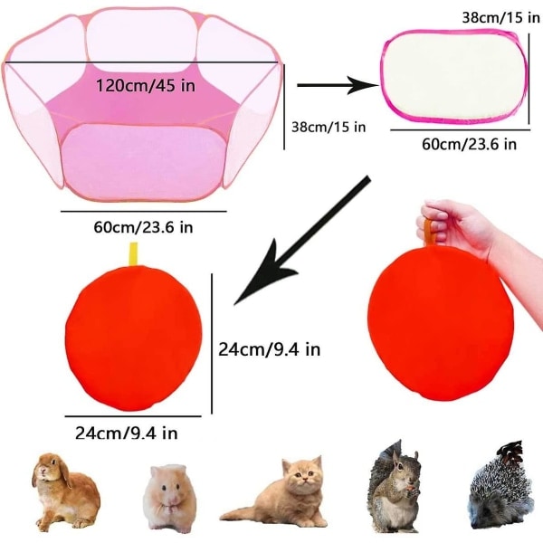 Lille Dyrelegeplads, Reptilbur, Åndbar Transparent Dyrelegeplads, Hop Op Udendørs/Indendørs Træningshegn, Bærbar Havehegn Pink
