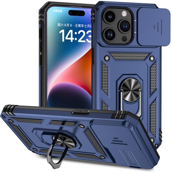 iPhone 16 Pro Max mobilskal med stativ, blå